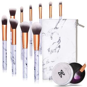 10 Pieces Marble Makeup Brush Set with bag